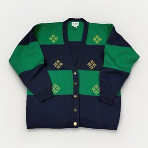 Old Money Nautical Wool‎ Blend Cardigian Sweater Koret Petites GrandmaCore Sz M